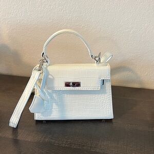 Croc-Embossed Top-Handle Bag with Crossbody